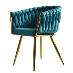 mobiliario-contract-sillon king metal dorado tapizado velvet turquesa